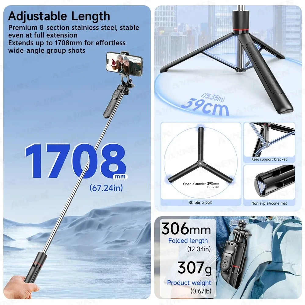 Camera Tripod Carbon - F16 Selfie Stick Tripod with 1708mm