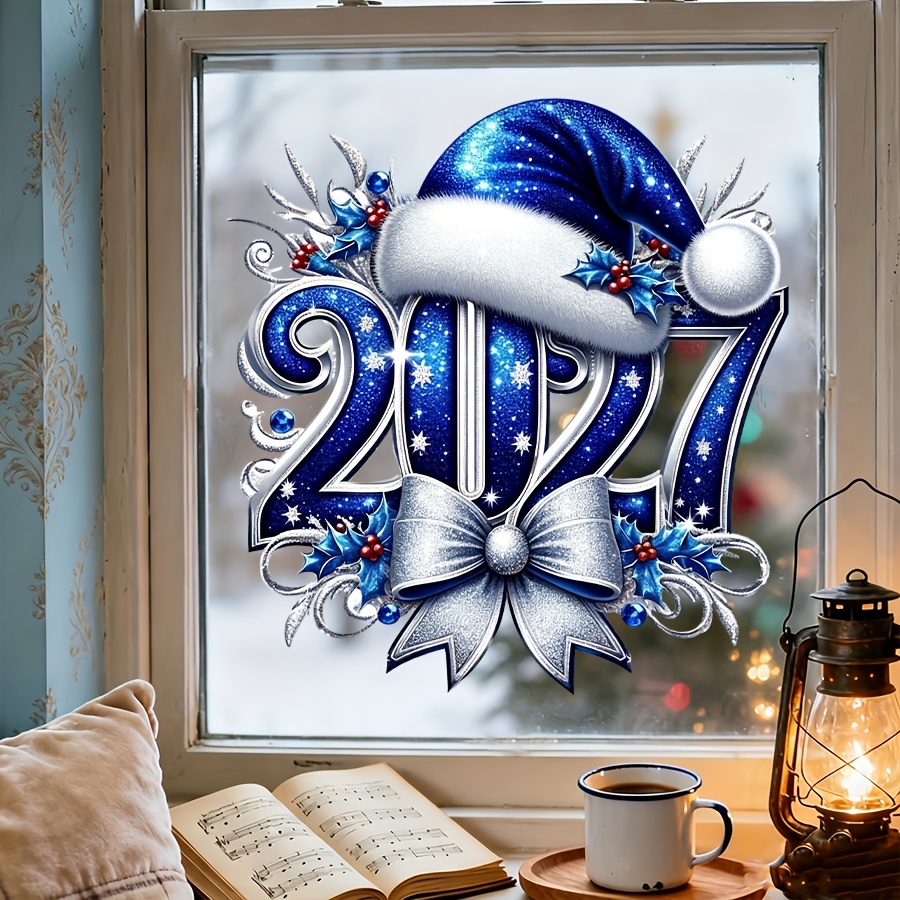 Photography Of The Year - 1PC 2027 Christmas Window Sticker Blue