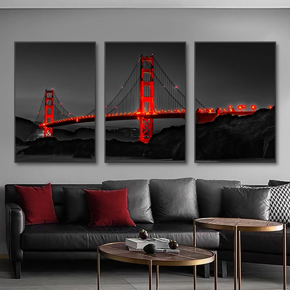 Photography Types - 3PCS Frameless Poster Golden Gate Bridge
