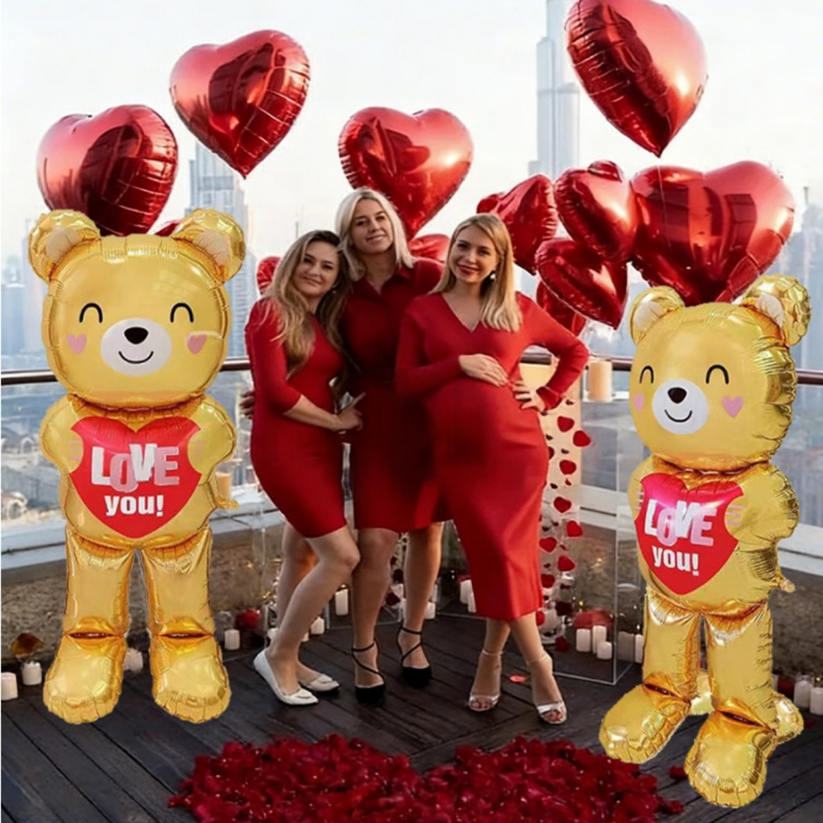 Photography Of The Day - Large 60inch Standing Heart Bear Balloon