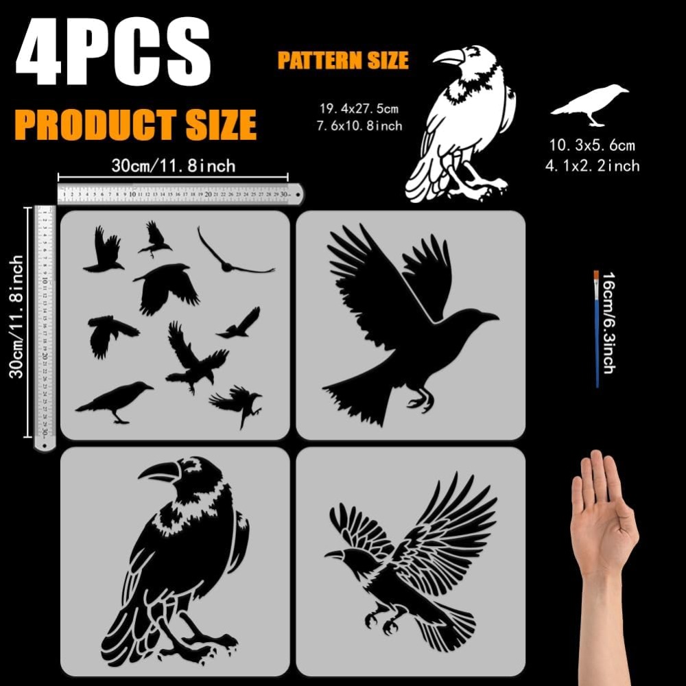 4PCS Flying Crow Stencil for P - Photography Technique review and price