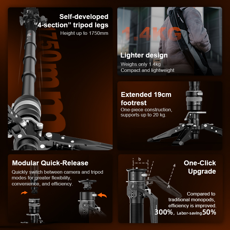 COMAN M1 PRO V5 One Click Lift - Camera Tripod Carbon review and price