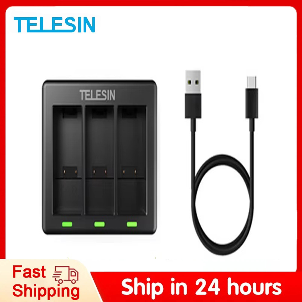 TELESIN 3 Ways Battery Charger - Gopro Action Camera Hero 11 Black review and price