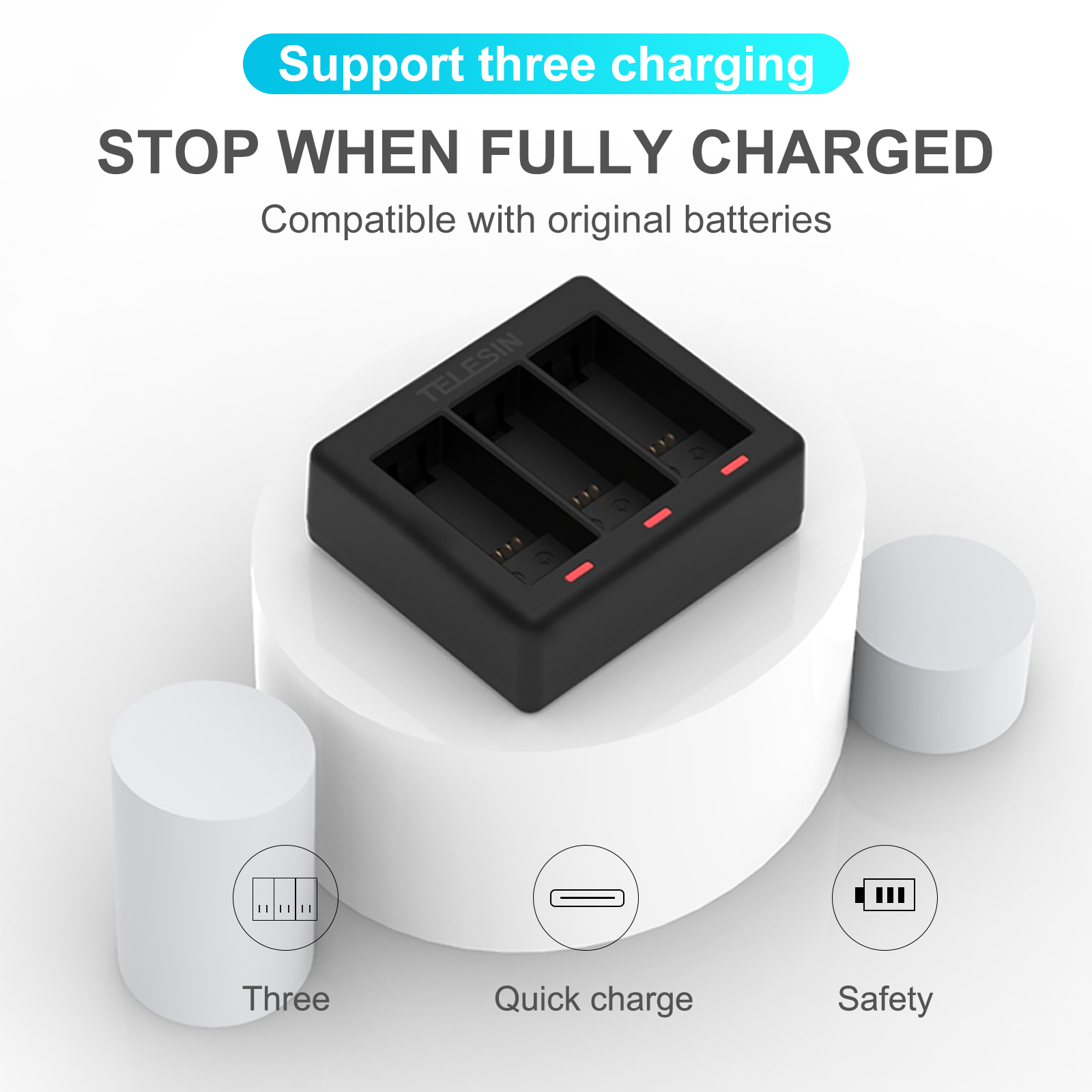 TELESIN 3 Ways Battery Charger - Gopro Action Camera Hero 11 Black review and price