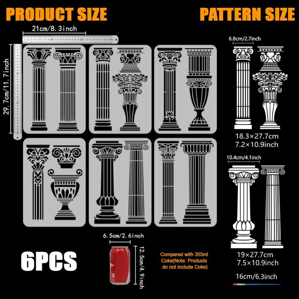 6 PCS Roman Column Stencils fo - Photography Technique review and price