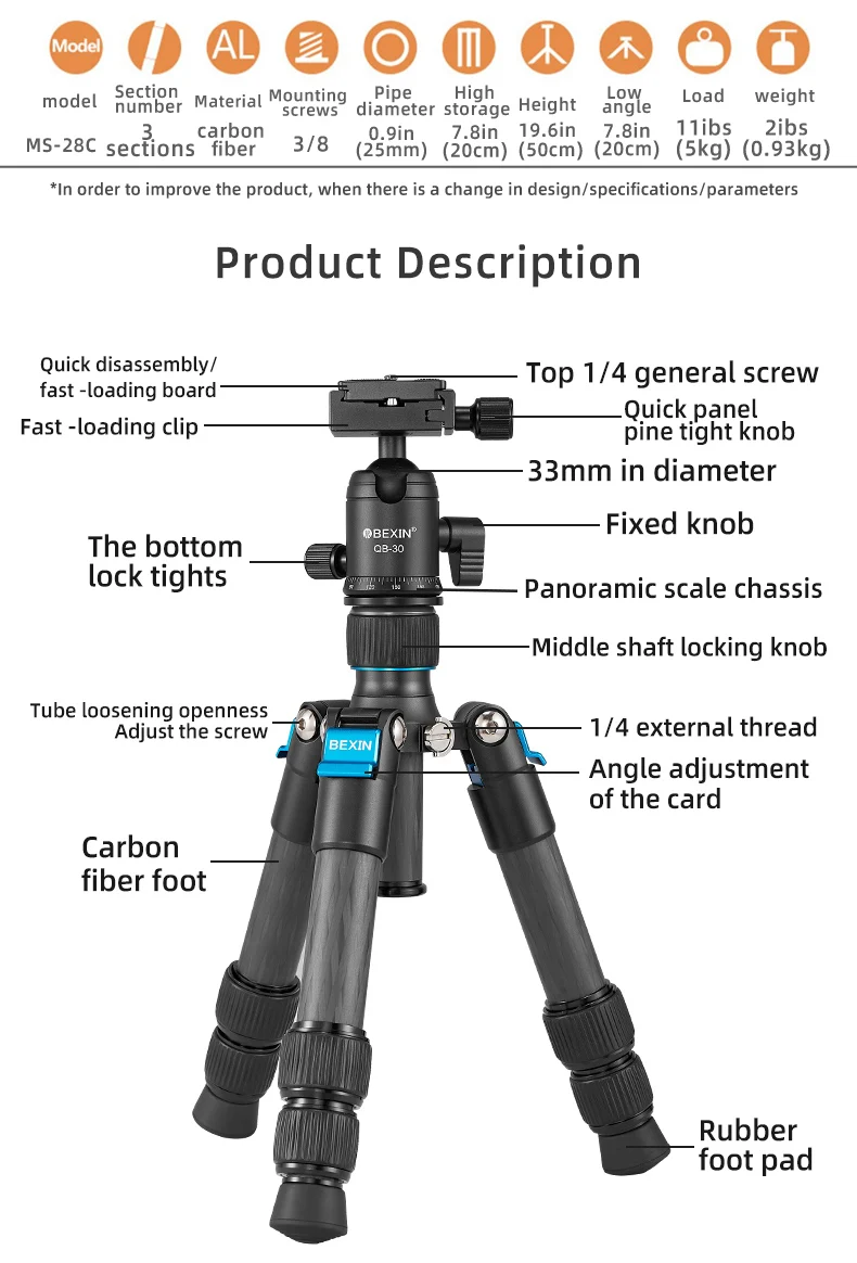 Mini Carbon Fiber Tripod Compa - Camera Tripod Carbon review and price