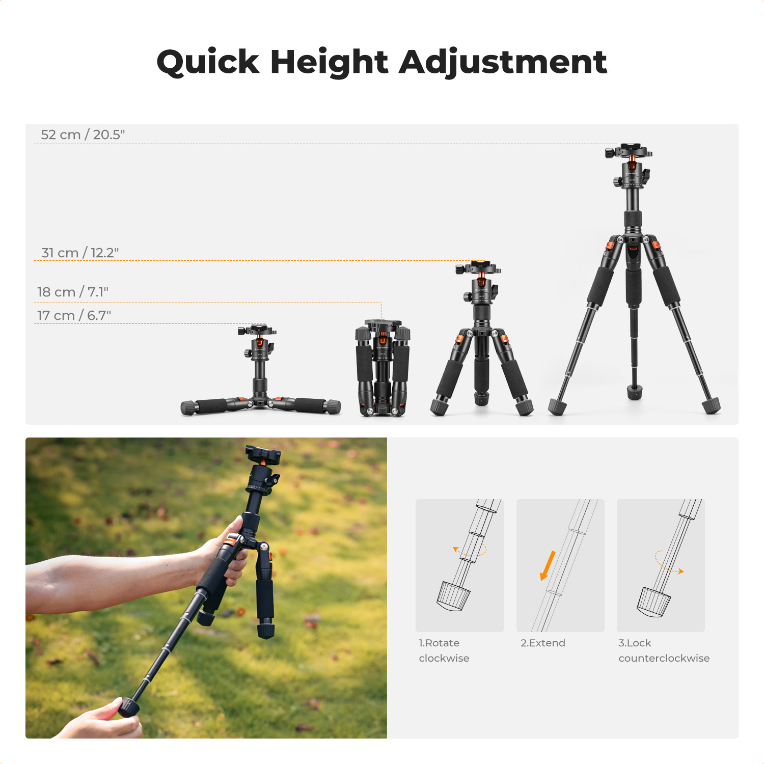 K&F CONCEPT 52cm Desktop Mini  - Camera Tripod Carbon review and price